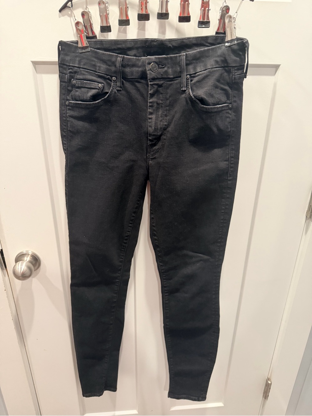 MOTHER The Looker Jeans 27 Black Skinny Stretch Denim Made in USA